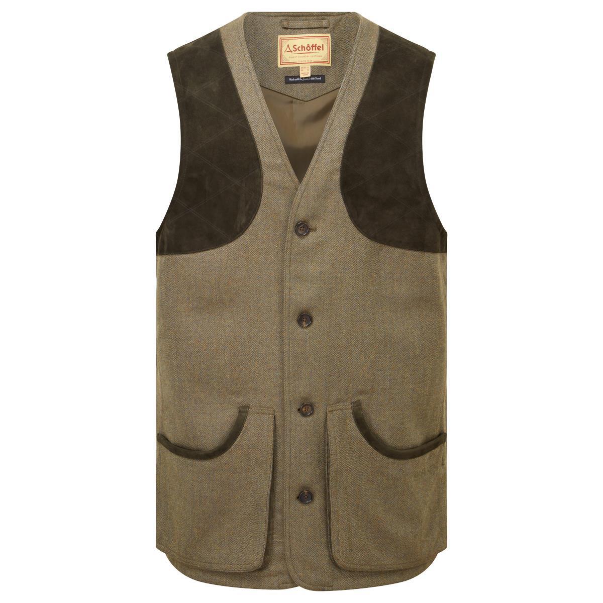Loden Green Herringbone Tweed Schoffel Mens Ptarmigan Tweed Waistcoat II