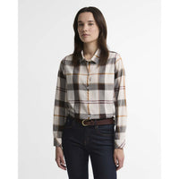 Ecru Muted Tartan Barbour Womens Moorland Shirt Front