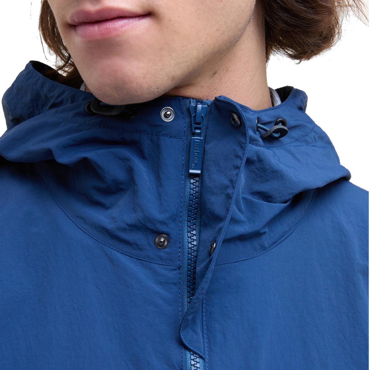 Dark Denim Barbour Mens Riverdale Showerpoof Jacket Collar