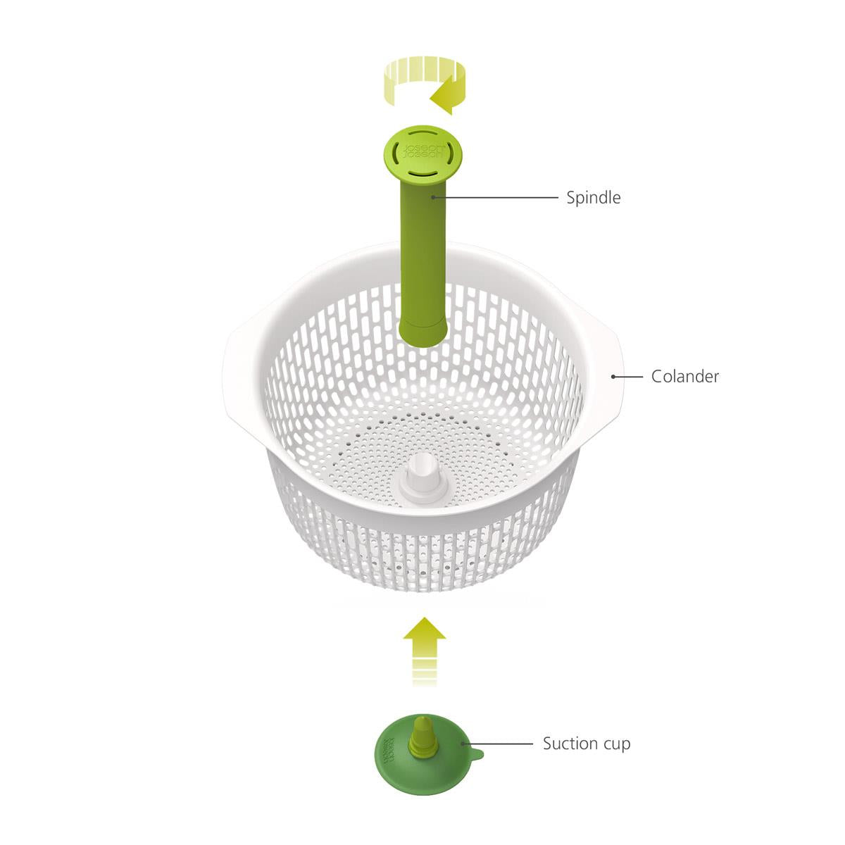 Joseph Joseph Spindola In-Sink Salad Spinning Colander Dismantled