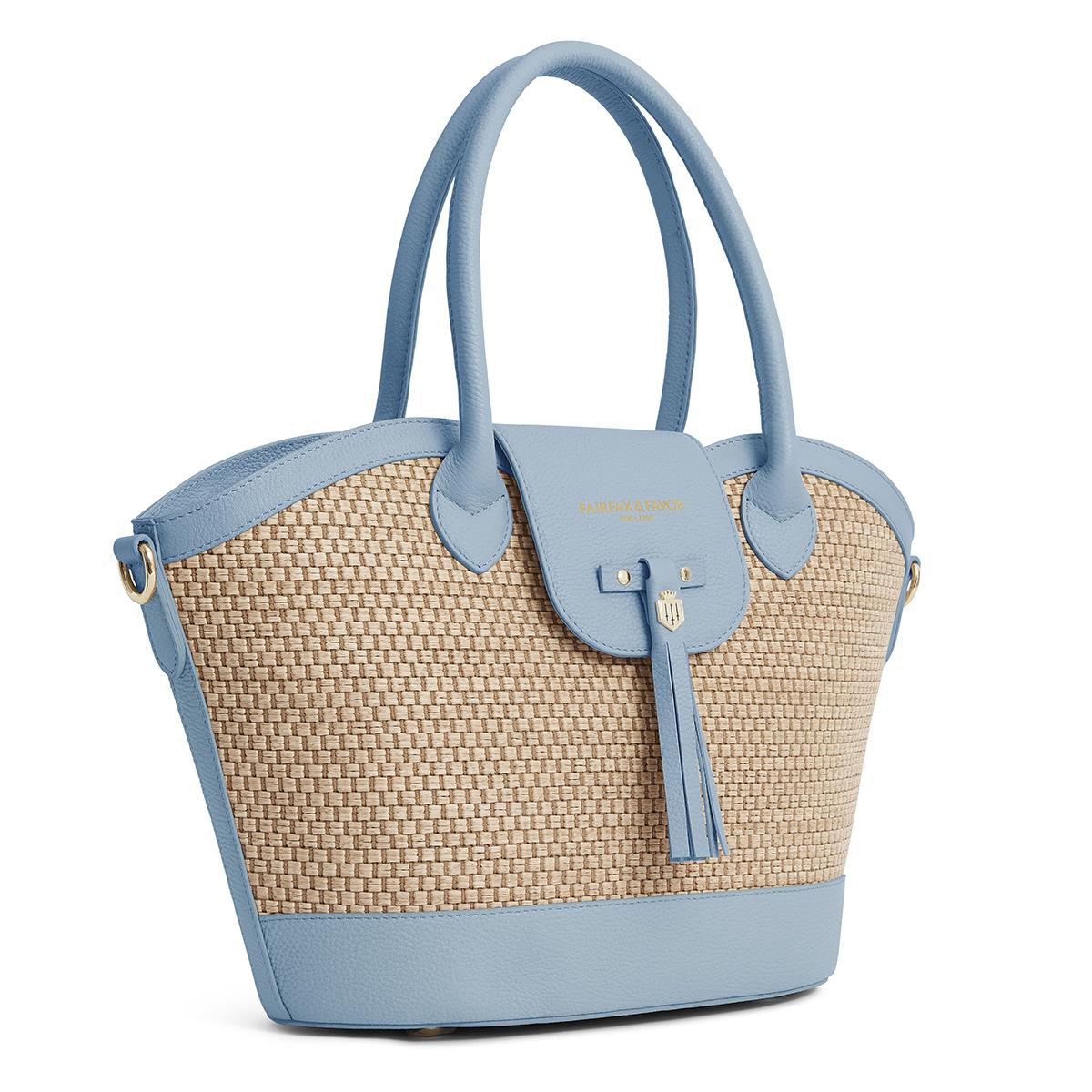 Fairfax & Favor Windsor Basket Bag sky blue side