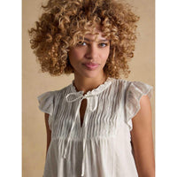 White Joules Womens Nolan Blouse On Model Detail
