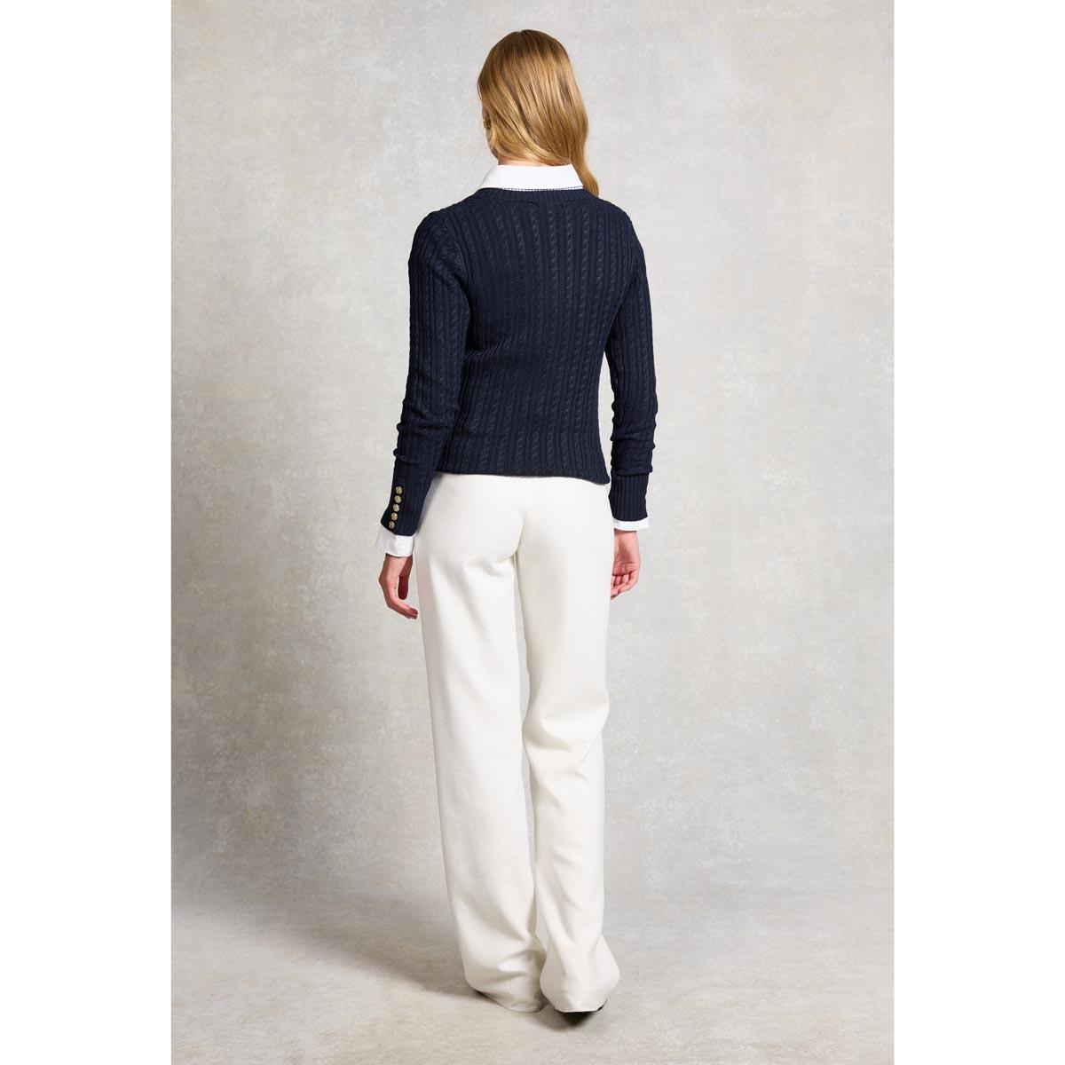 Holland Cooper Womens Seattle Cable V Neck Knit