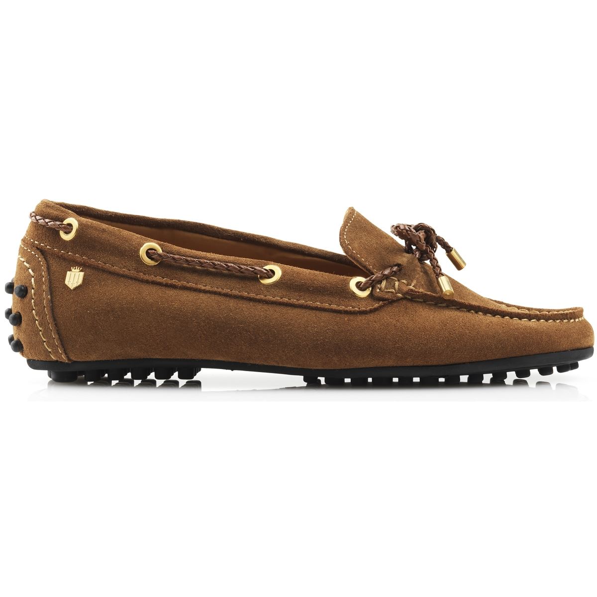 Tan & Navy Fairfax & Favor Womens Henley Loafers side
