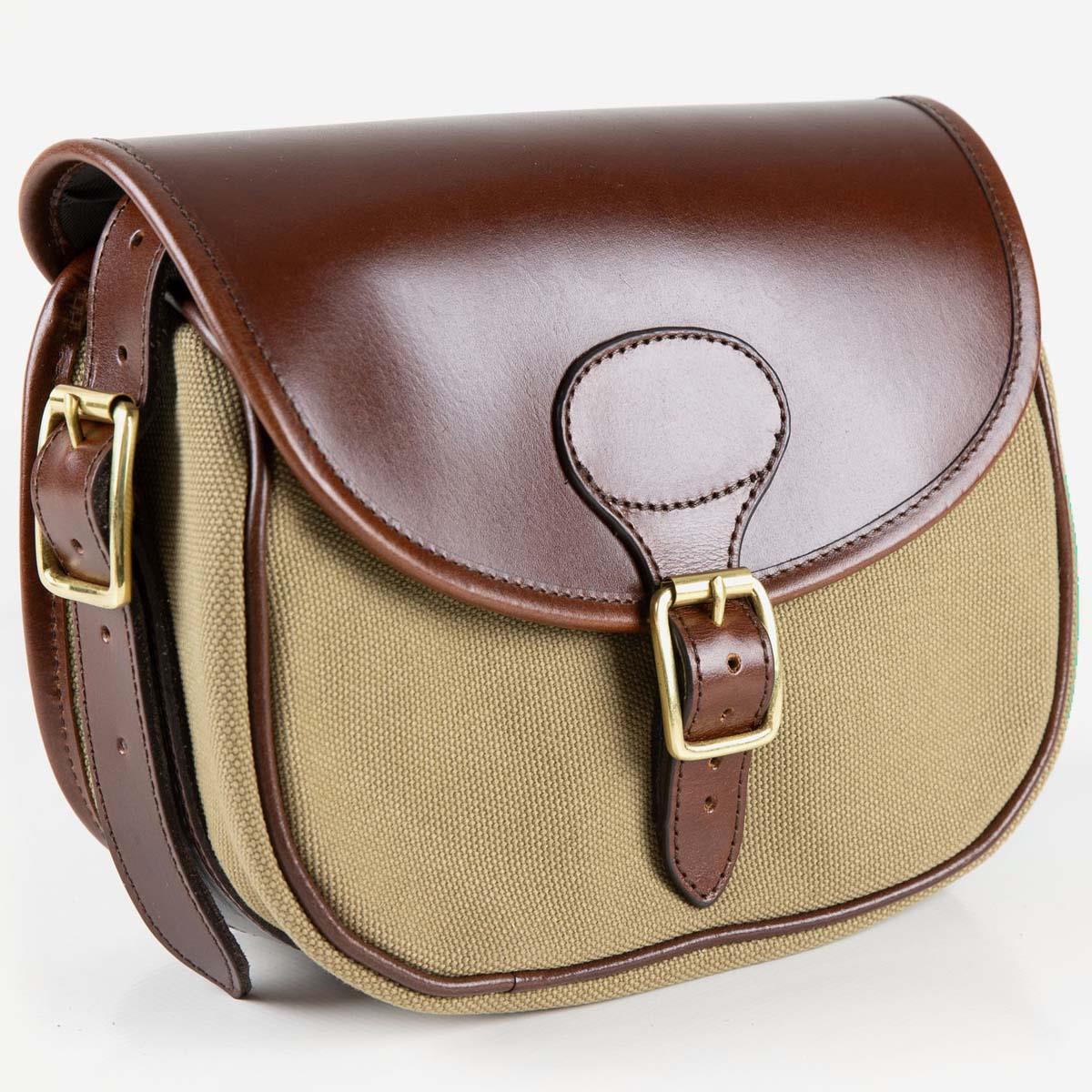 Teales Huntsman Brandy Leather & Khaki Canvas Cartridge Bag