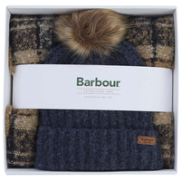 Barbour Womens Saltburn Beanie & Tartan Scarf Set