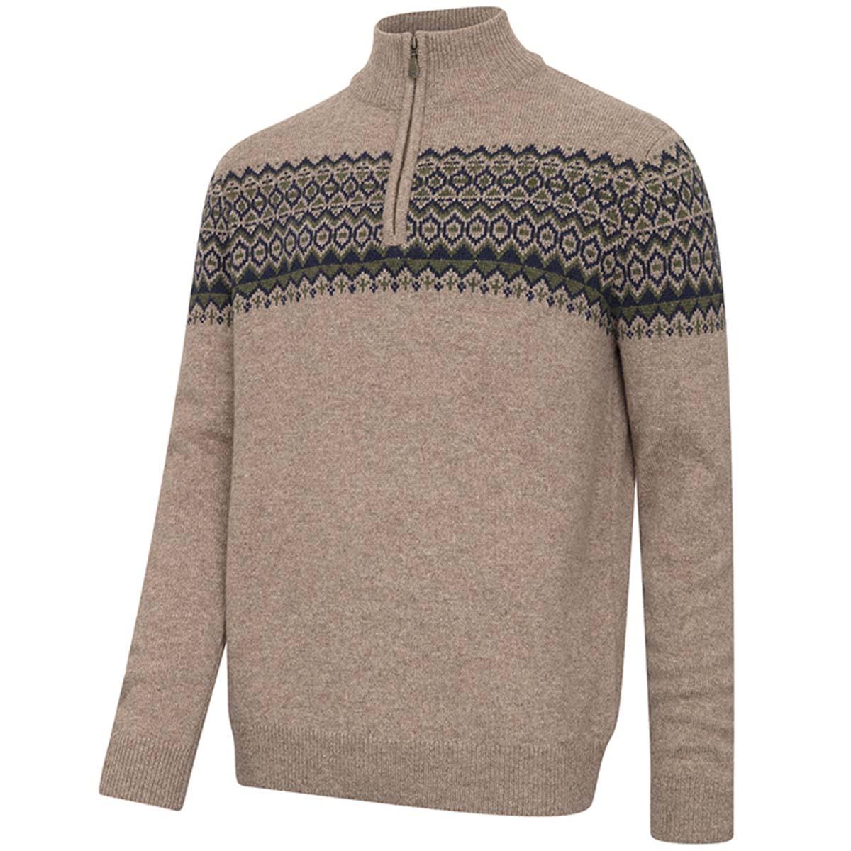 Hoggs Of Fife Mens Colonsay Fair Isle 1/4 Zip Pullover