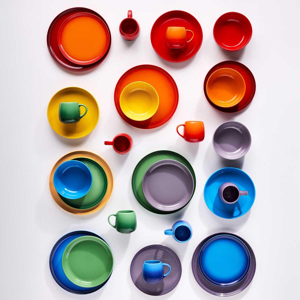 Le Creuset Stoneware Set of 6 Rainbow Coupe Pasta Bowls Collection Lifestyle