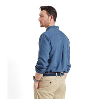 French Navy Schoffel Mens Walsingham Linen Shirt BACK