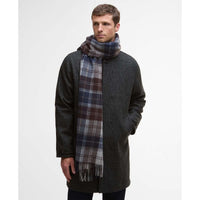 Midnight Oak Tartan Barbour Brack Patchwork Tartan Scarf On Model