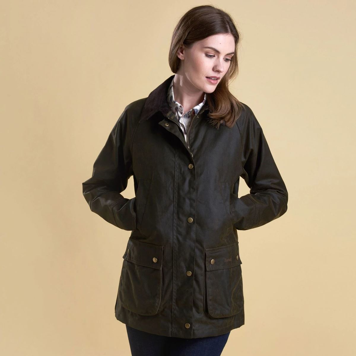 OLIVE Barbour Womens Acorn Wax Jacket