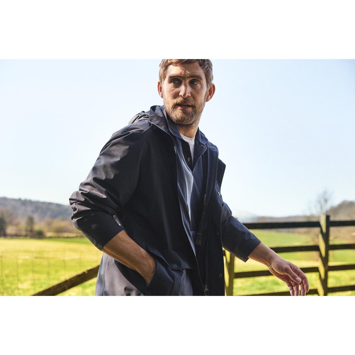 Navy Barbour Mens Sander Waterproof Jacket SS26 Side