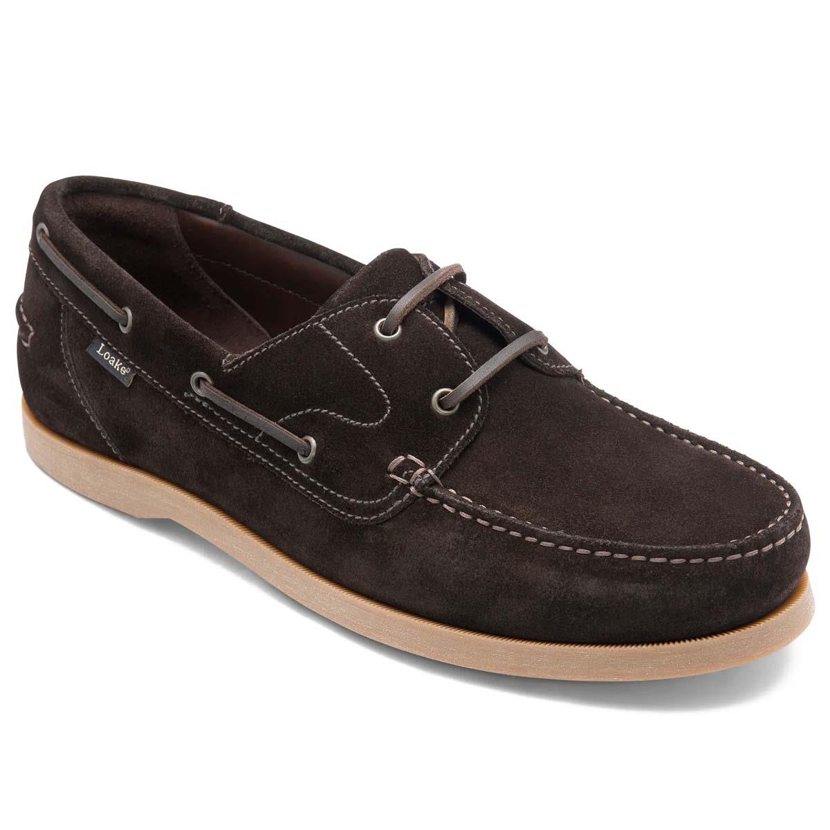 Dark Brown Suede Loake Mens Padstow Deck Shoe