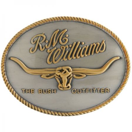 R.M. Williams Logo Belt Buckle Gold/Silver