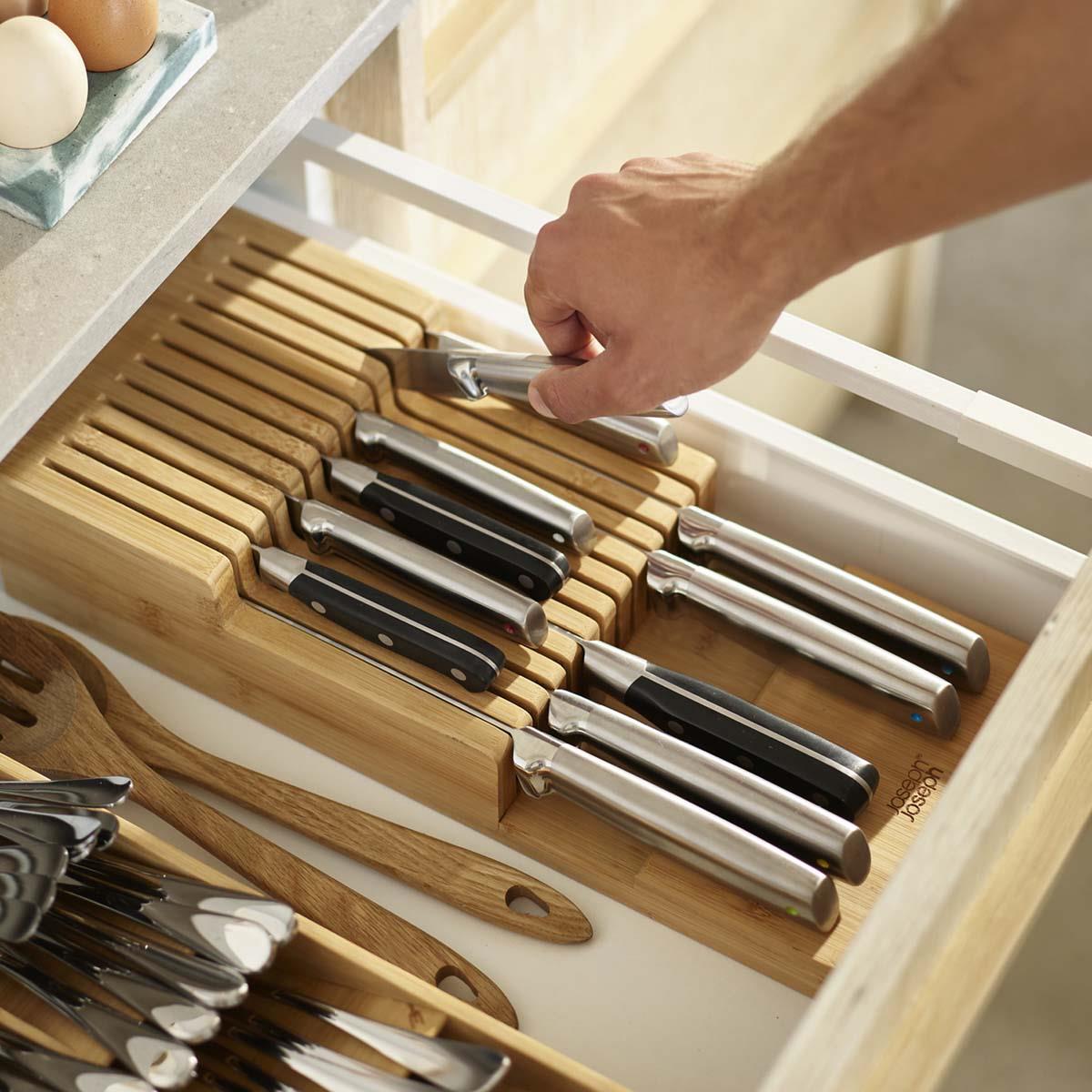 Bamboo Joseph Joseph DrawerStore Bamboo 2-tier Knife Organiser LS