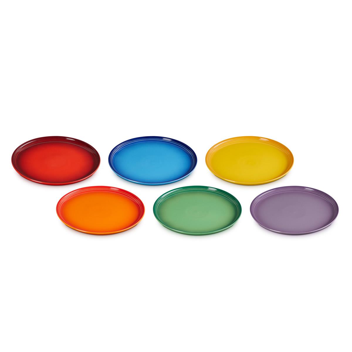 Le Creuset Stoneware Set of 6 Rainbow Coupe Side Plates Side View