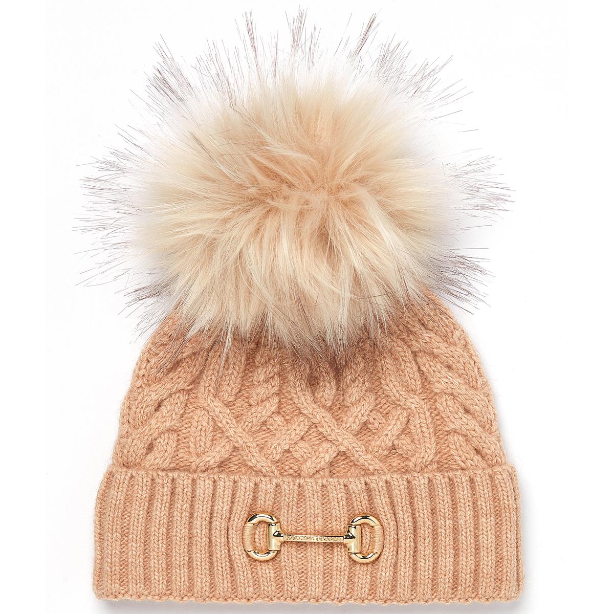 Camel Holland Cooper Womens Horsebit Bobble Hat