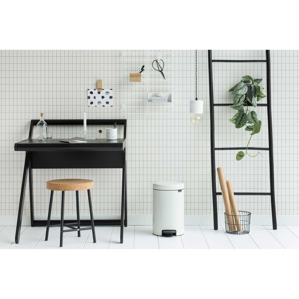 White Brabantia newIcon Pedal Bin 12 Litre Metal Bucket Lifestyle