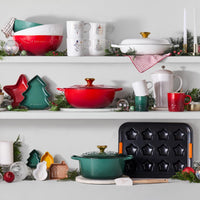 Cerise Le Creuset Stoneware Star Plate 20cm Shelf Lifestyle