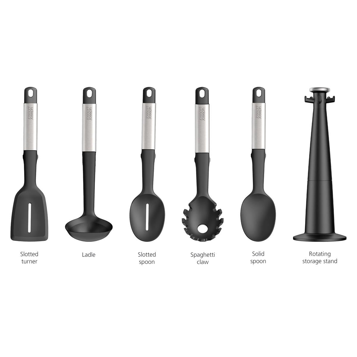 Joseph Joseph Elevate Stainless Steel Silicone 5-Piece Utensils Carousel Set Detail