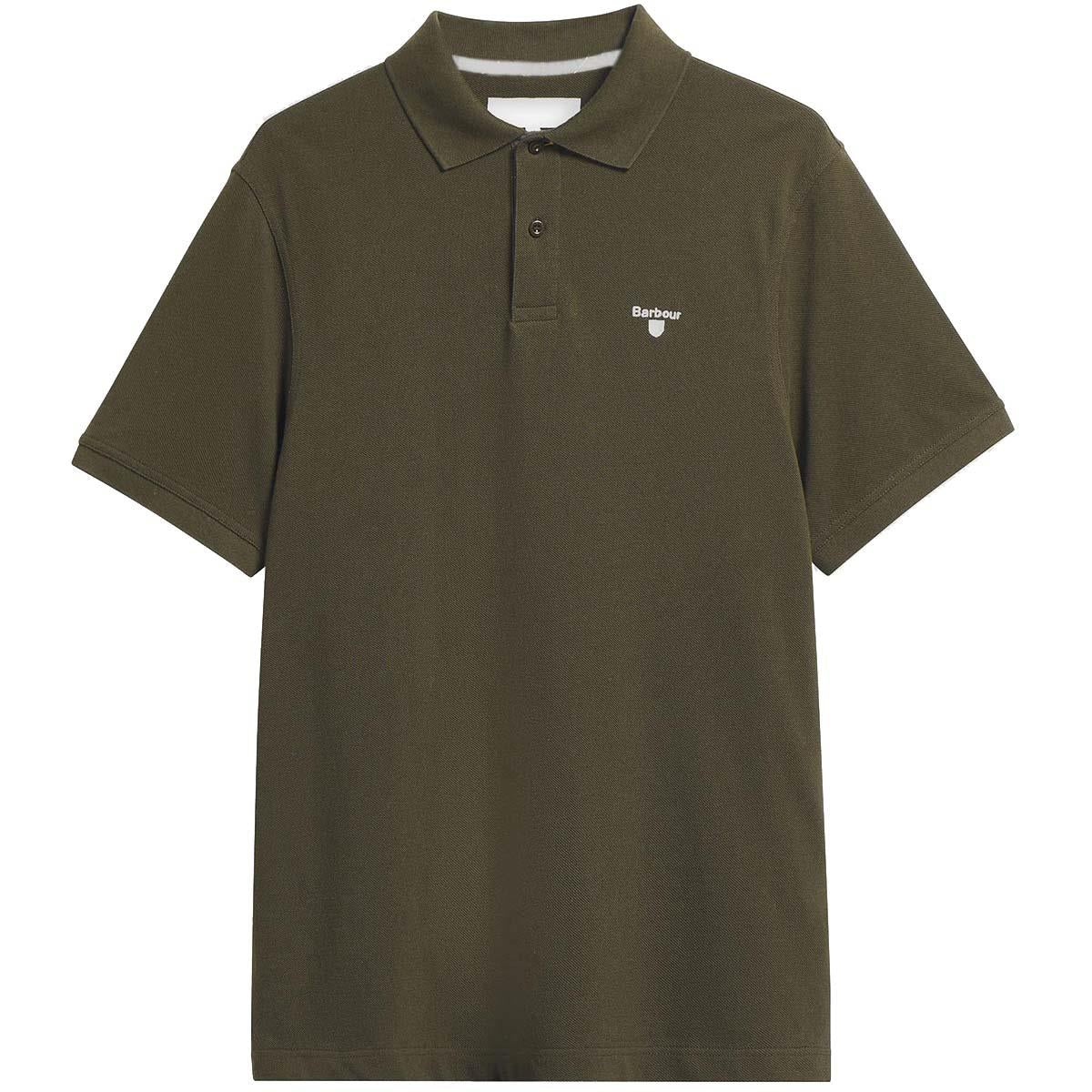 Dark Olive/Classic Barbour Mens Regular Tartan Pique Polo Shirt