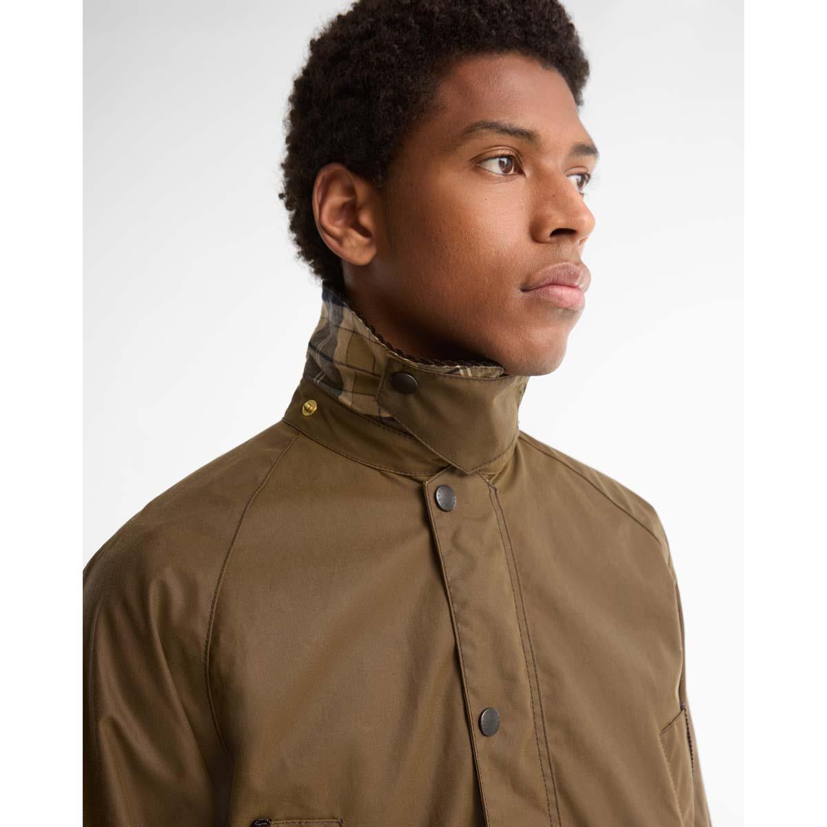 BROWN Barbour Mens Icons Bedale Wax Jacket COLLAR