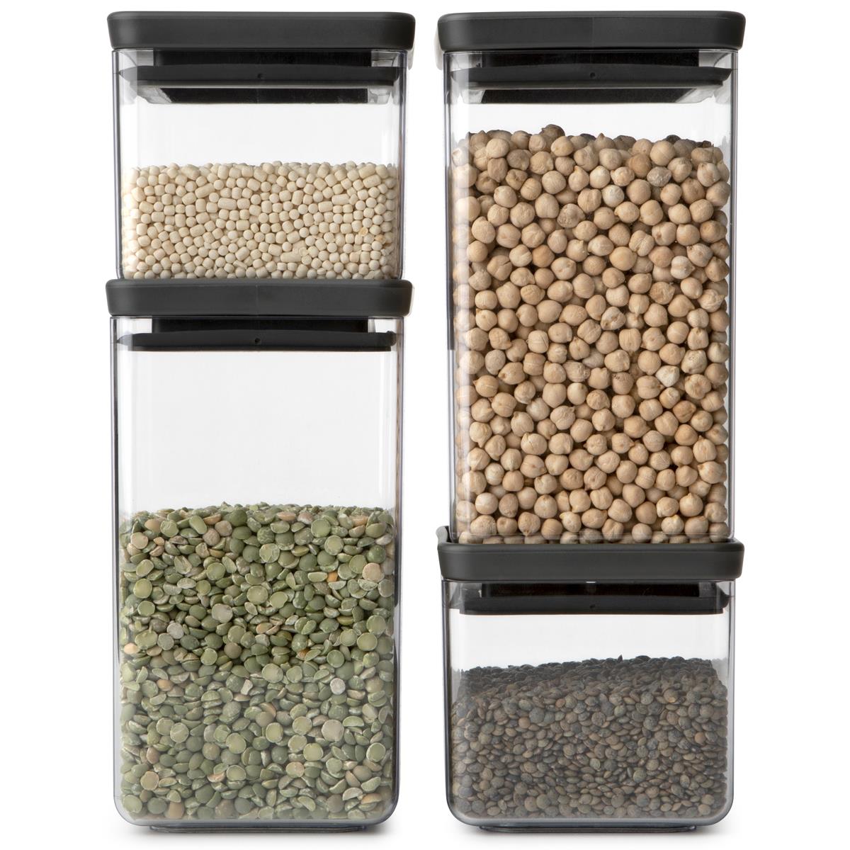 Brabantia Set of 4 Tasty+ Stackable Square Canisters
