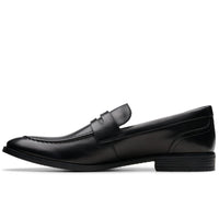 Black Leather Clarks Mens Brandon Step Shoe Side