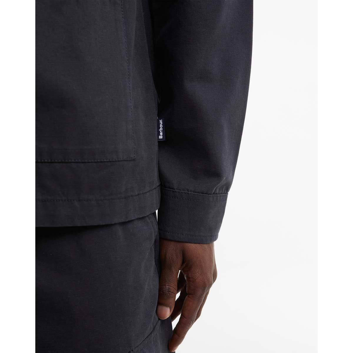 Dark Navy Barbour Mens Tartan Trimmed Washed Overshirt Cuff