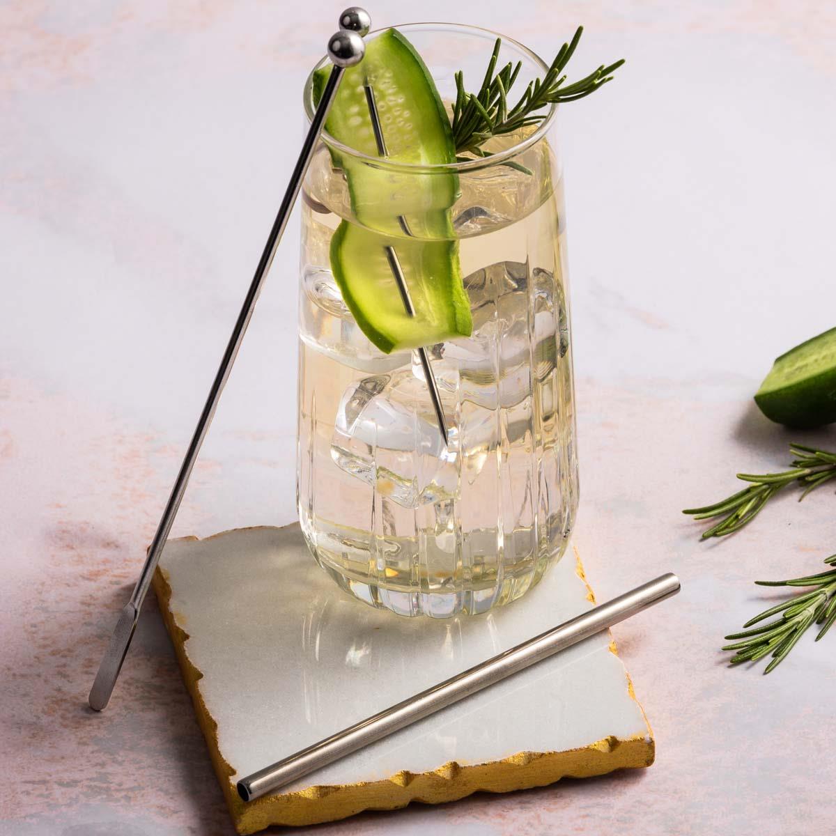 Viners Barware 6 Piece Short Steel Drinking Straws LS