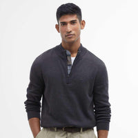 Charcoal Marl Barbour Mens Avoch Half Zip Sweater Model Front