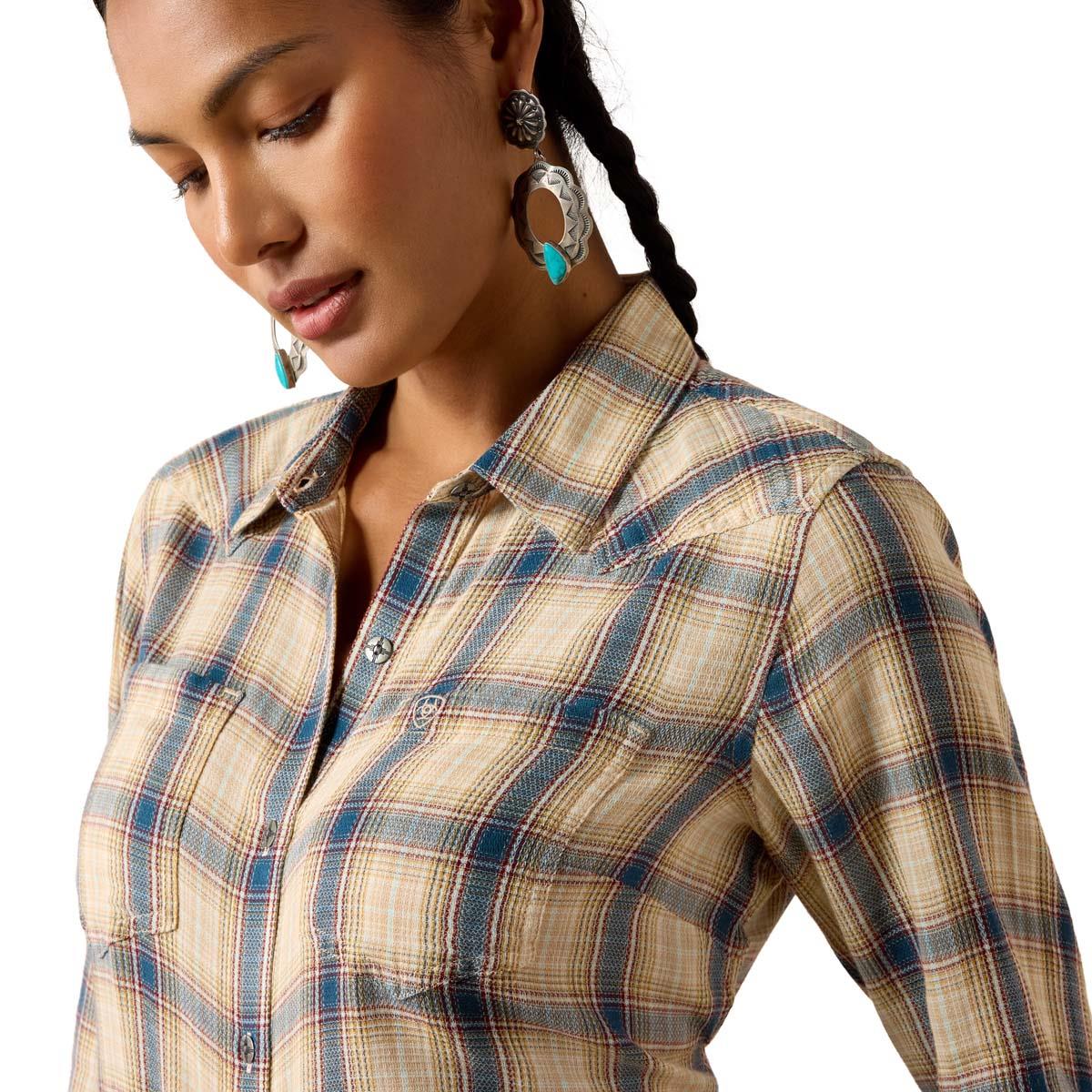 Horizon Plaid Ariat Womens Billie Jean Check Shirt Detail