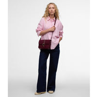 Burgundy Barbour Womens Rosa Suede & Leather Crossbody Bag ON Model