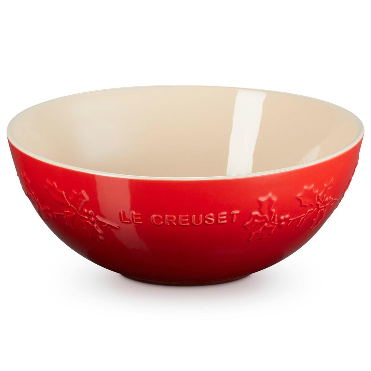 Cerise Le Creuset Stoneware Holly Serving Bowl