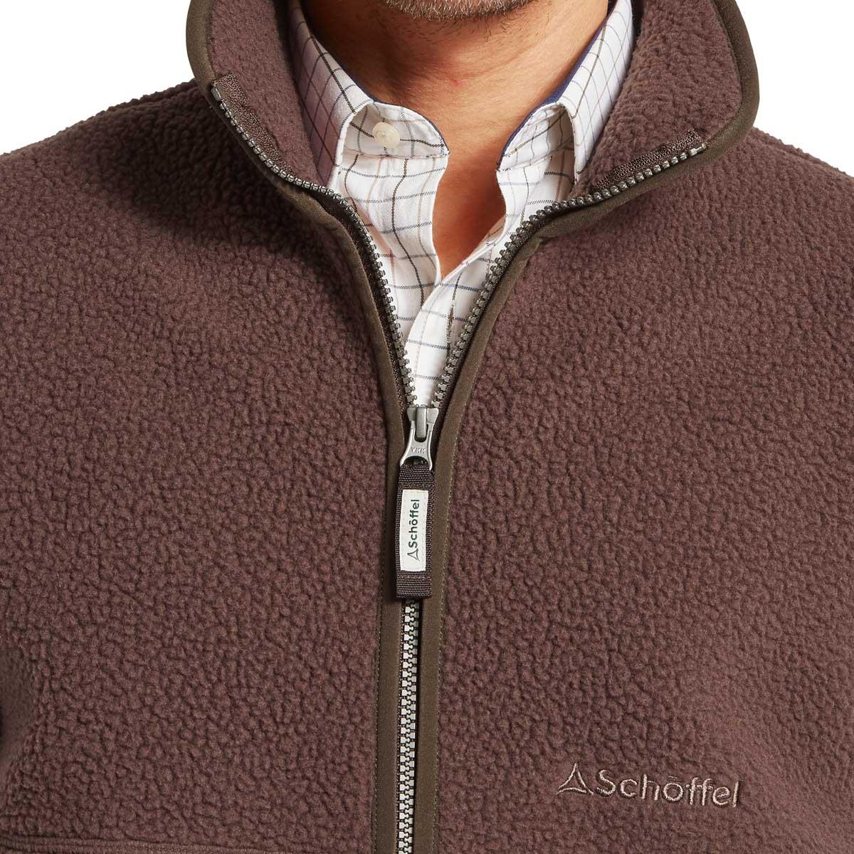 Mahogany Schoffel Mens Oakham Retro Fleece Gilet Zip