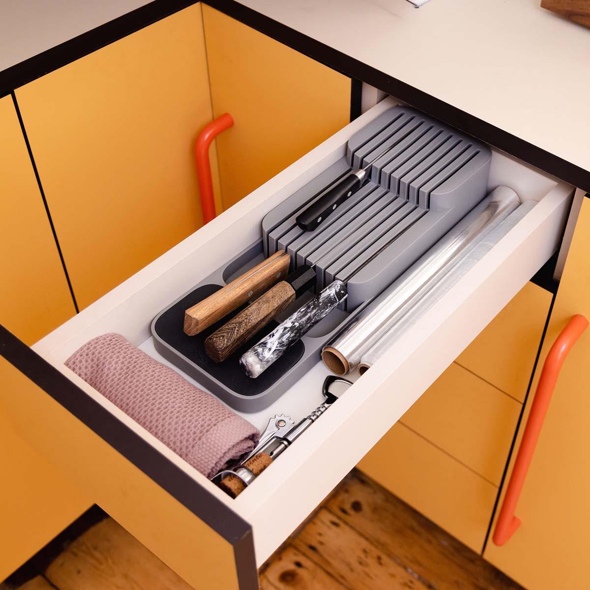 Grey/Grey Joseph Joseph DrawerStore Compact 2-tier Knife Organiser drawer