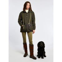 Olive Dubarry Womens Sherwood Waterproof Jacket On Model With Dog