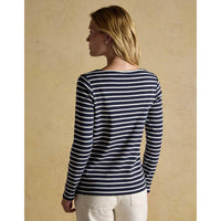 Navy/White Dog Joules Womens Festive Harbour Top On Model Back