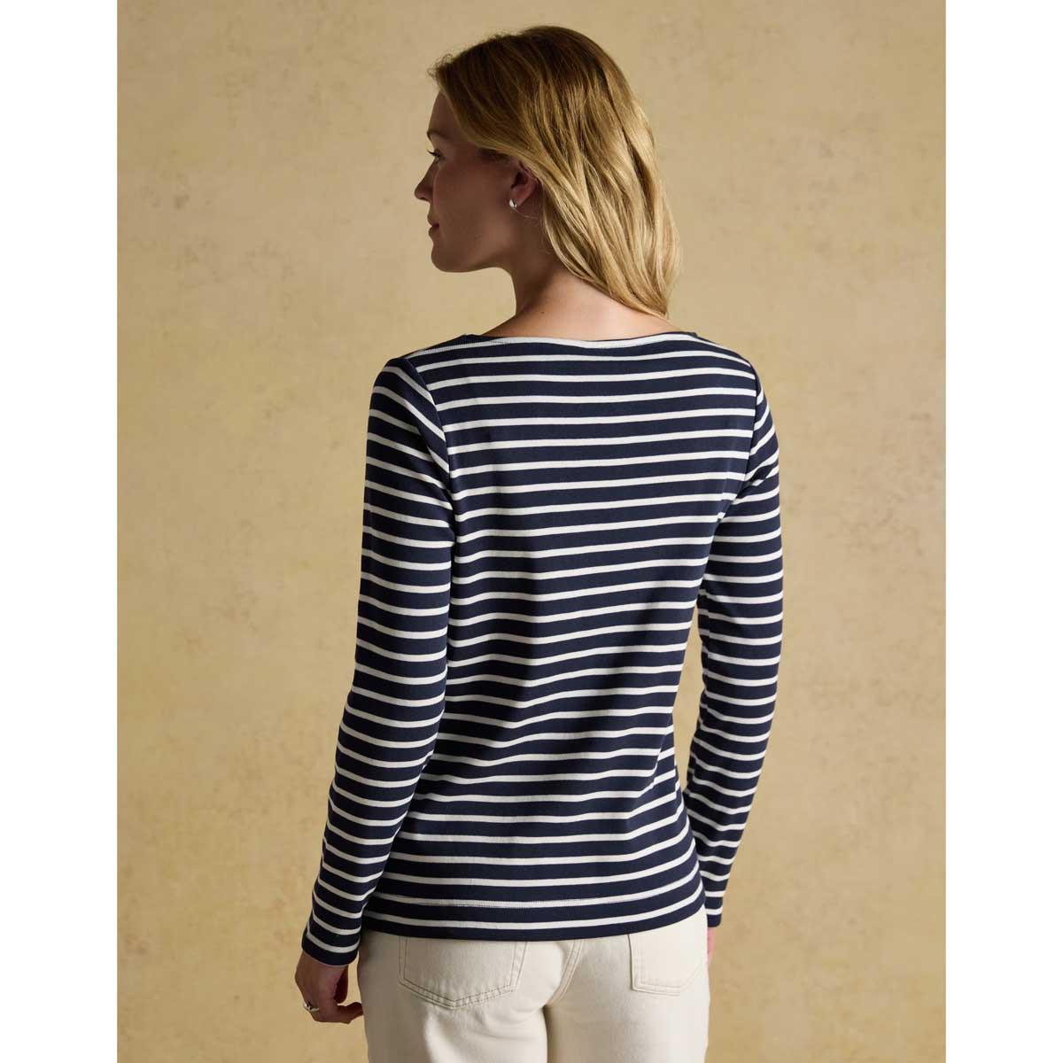 Navy/White Dog Joules Womens Festive Harbour Top On Model Back