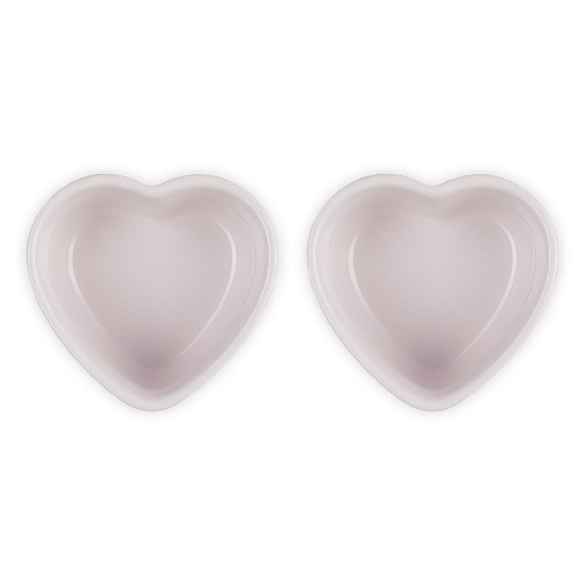Le Creuset Stoneware Set Of 2 Heart Ramekins Shell Pink