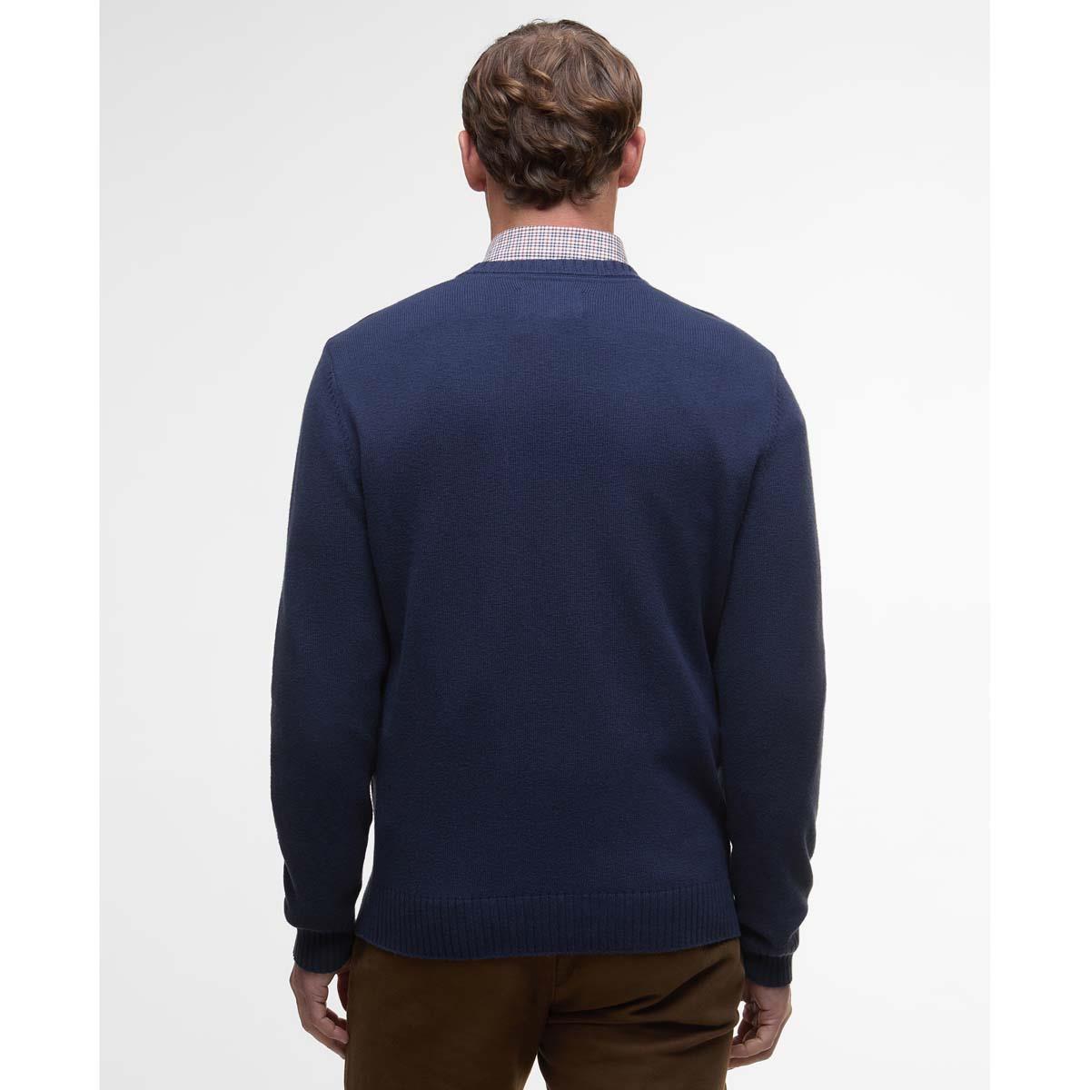 Navy Barbour Mens Kelson V-Neck Knitted Sweater Back
