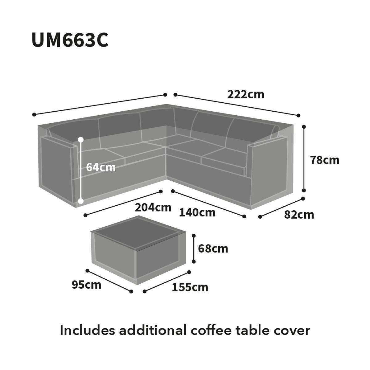 Bosmere Ultimate Protector L Shaped Dining Cover Left Side Long Large Charcoal UM663C
