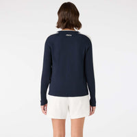 Navy Musto Womens Original Marine Crew Knit on model back