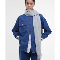 Light Grey Melange Barbour Womens Lambswool Woven Scarf