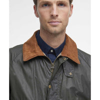 Archive Olive Barbour Mens Lightweight Ashby Wax Jacket Collar
