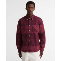 Crimson Heather Barbour Mens Mineral Tartan Dunoon Authentic Shirt On Model