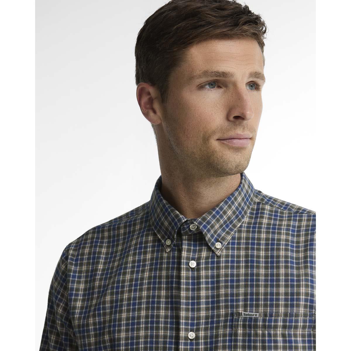 Olive Barbour Mens Dishford Thermo Weave Regular Fit  COLLAR