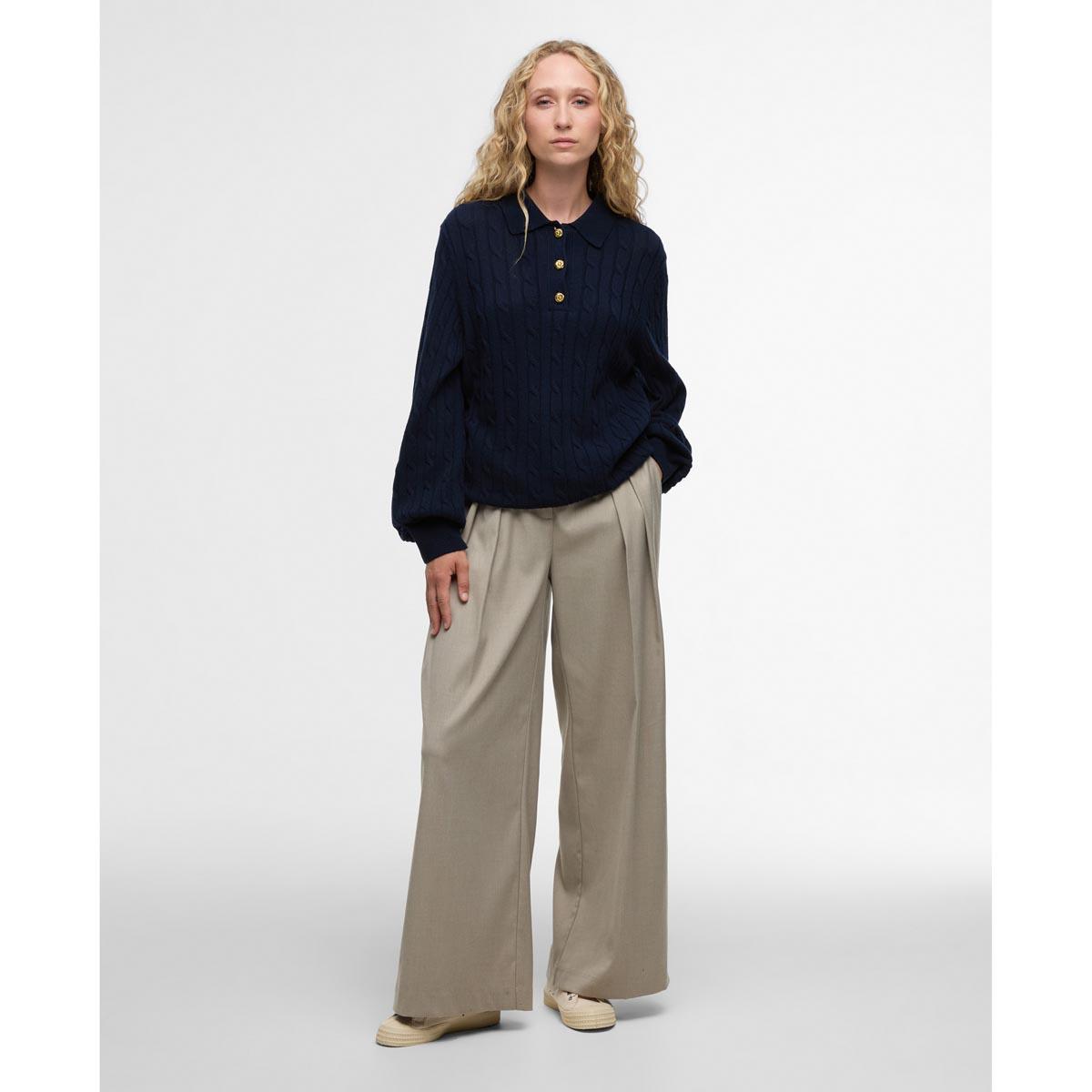 Navy Barbour Womens Evie Knitted Jumper On Model