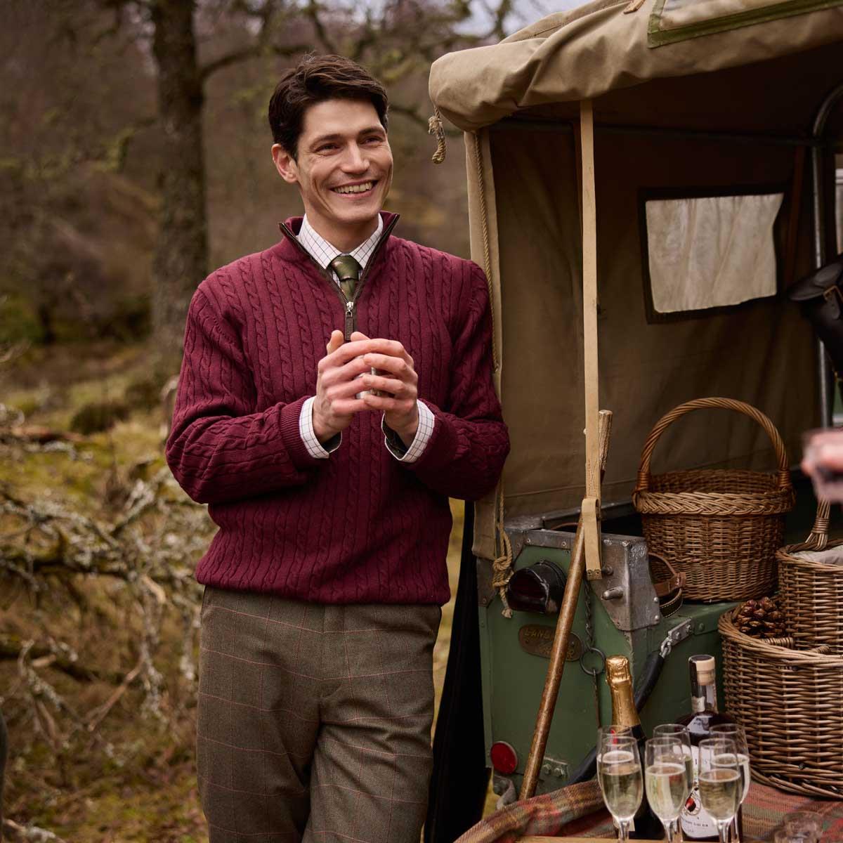 Schoffel Calton Cotton Cashmere Cable 1/4 Zip Jumper