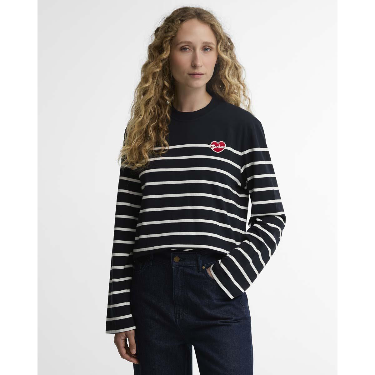 Dark Navy/Cloud Barbour Womens Harling Striped Top Front